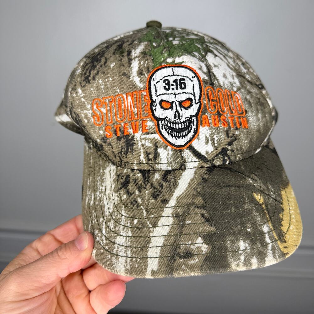 WWE WWF Stone Cold Steve Austin Camo Broken Skull 3:16 Snapback Hat Cap Adj